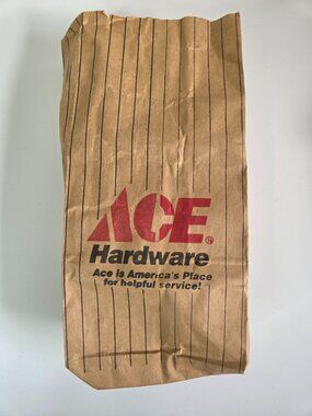 Vtg Ace Hardware Brown Paper Bag 1960s Slogan Striped Retro Branding Packaging